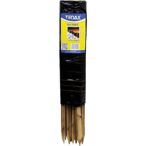 Tenax 2 Ft. H. x 100 Ft. L. Preassembled Black Woven Geotextile Silt Fence 31900500 - main